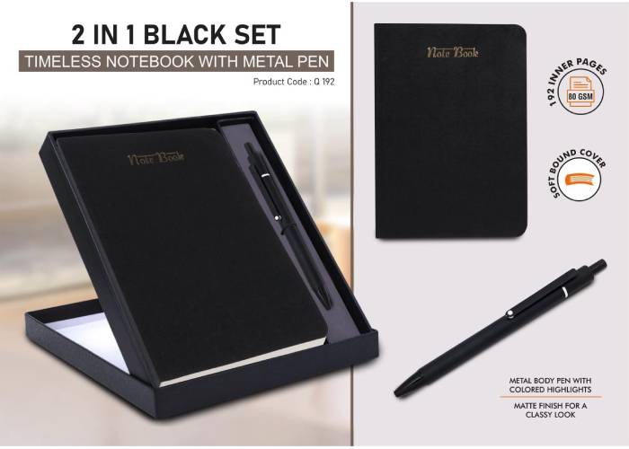 Q192 – 2 in 1 Black Set: Timeless notebook