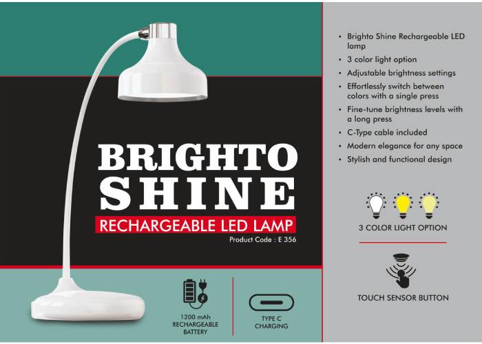 E356 – Brighto Shine : Rechargeable LED Lamp