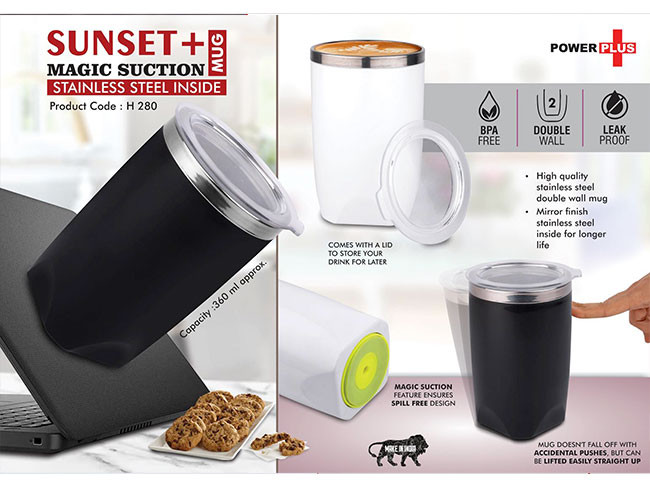 H280 – Sunset+ : Magic Suction Mug With Stainless Steel Inside