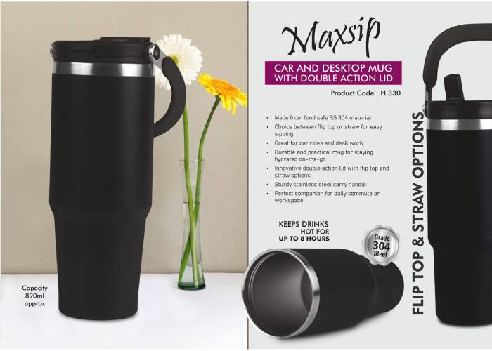 H330 – MaxSip: Car and Desktop Vacuumized Mug