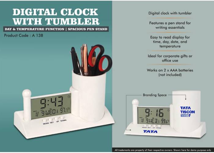 A138 – Digital Clock With Tumbler