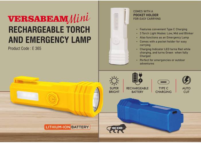 E365 – VersaBeam Mini: Rechargeable Torch