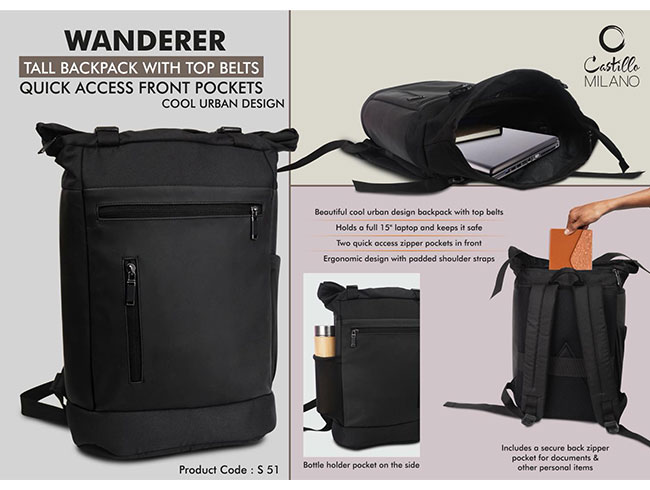 S51 – Wanderer: Tall Backpack With Top Belts