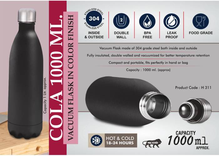 H311 – Cola 1000 Ml Vacuum Flask In Color Finish