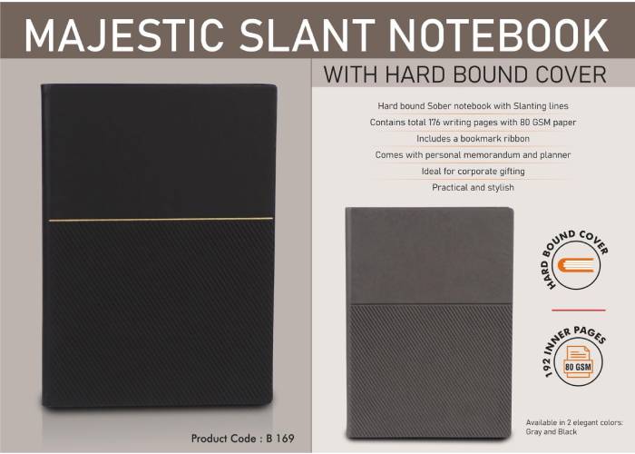 B169 – Majestic Slant Notebook With Hard Bound Cover