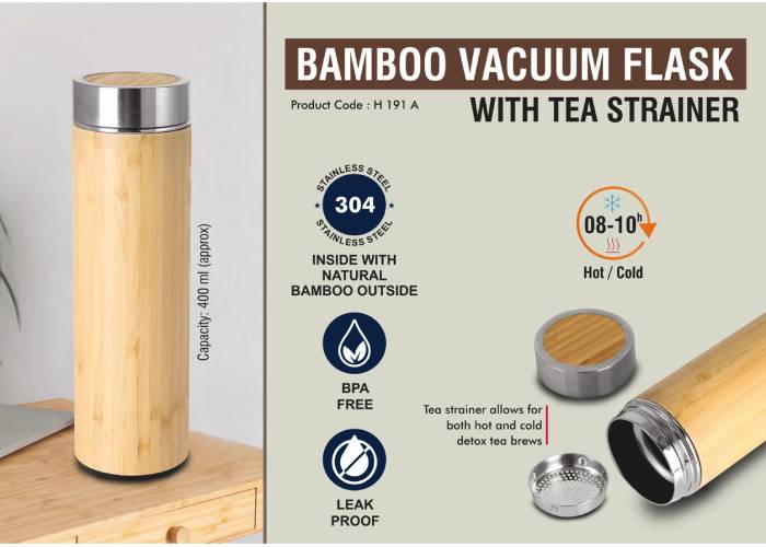 H191a – Stainless Steel Bamboo Vacuum Flask