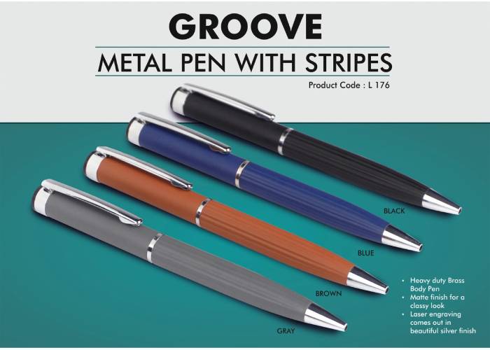 L176 – Groove: Brass pen with stripes