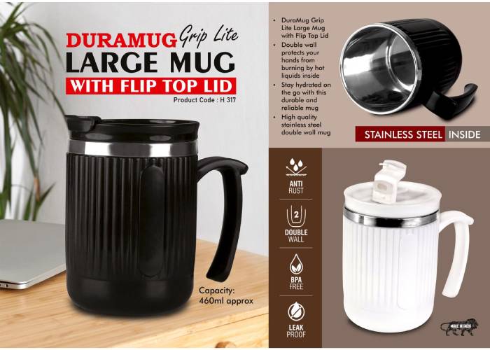 H317 – DuraMug Grip Lite: Large steel mug