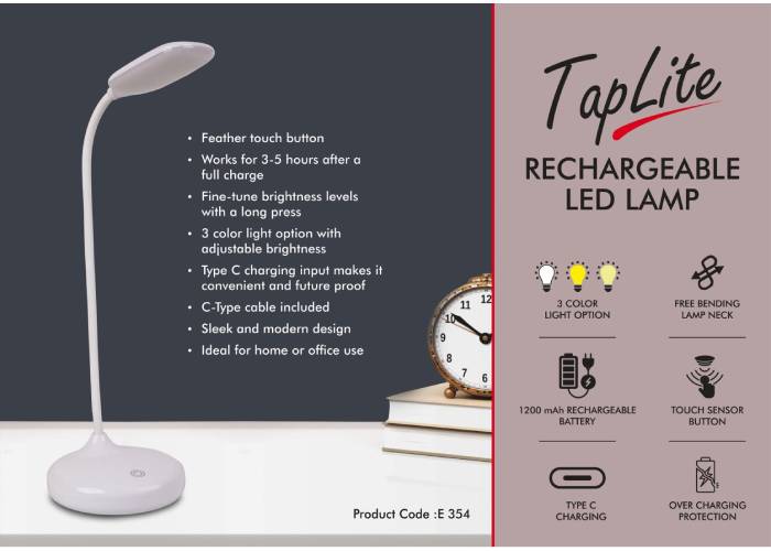 E354 – TapLite : Rechargeable LED Lamp