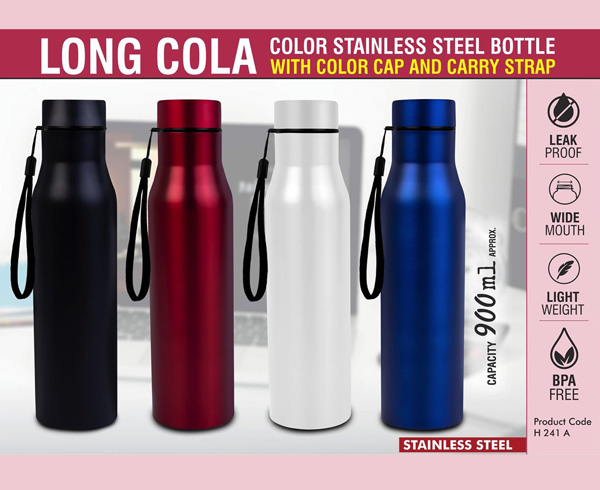 H241a – Long Cola Colored Stainless Steel Bottle