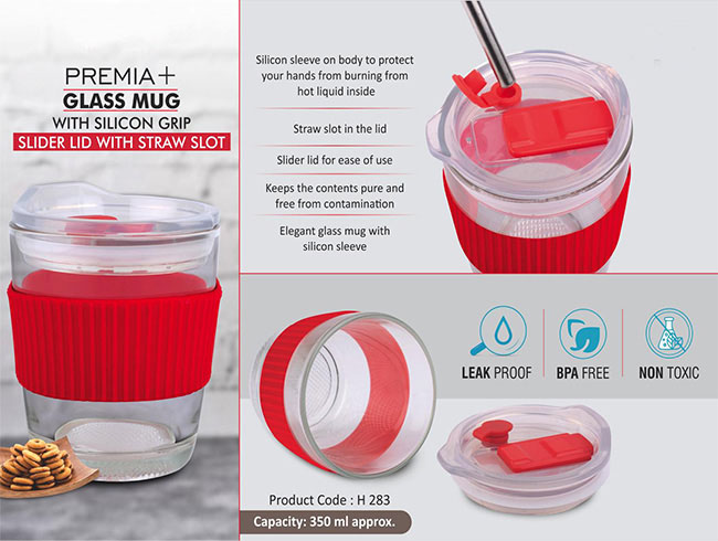 H283 – Premia+ Glass Mug With Silicon Grip