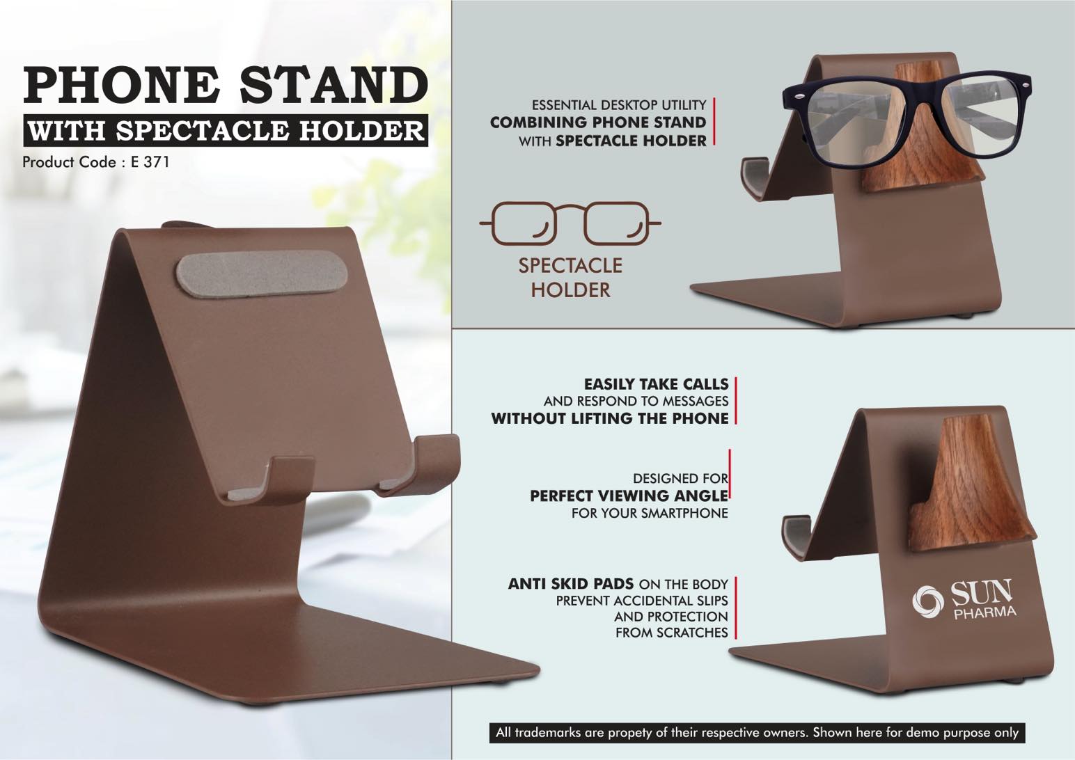 E371 – Phone stand with Spectacle holder