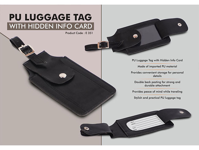 E351 – PU Luggage Tag With Hidden Info Card