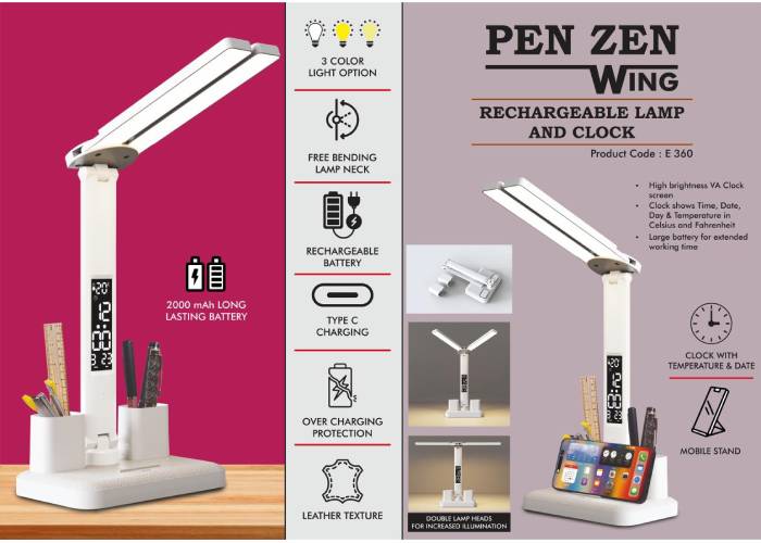 E360 – PenZen Wing: Rechargeable lamp with Dual tumbler