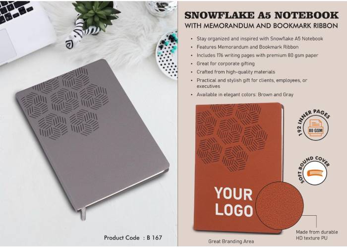 B167 – Snowflake A5 Notebook With Memorandum