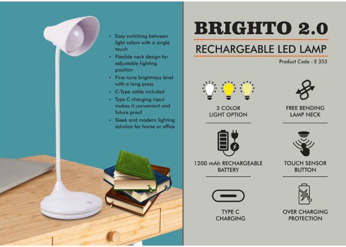 E353 – Brighto 2.0 : Rechargeable LED Lamp