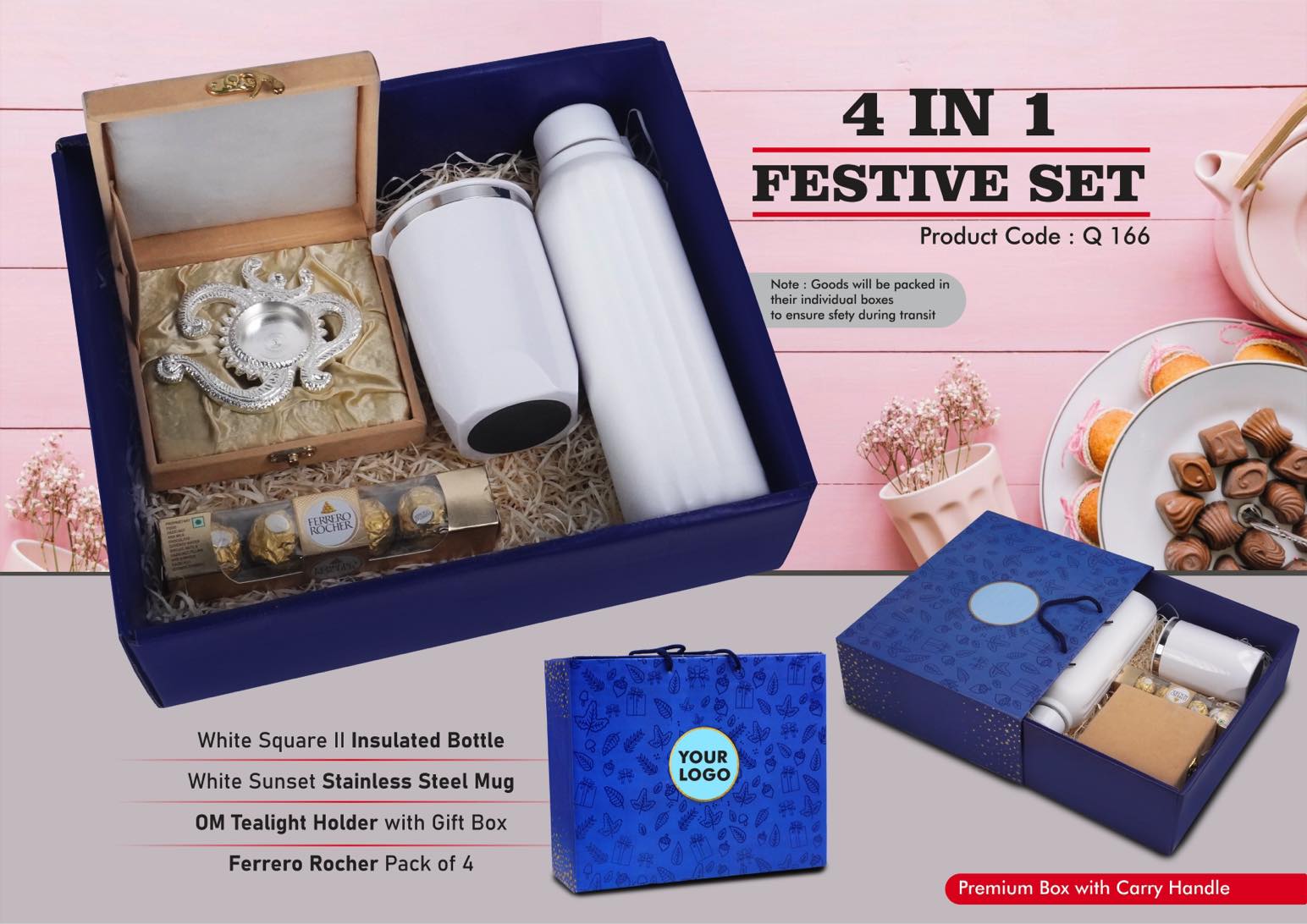 Q166 – Festive Set of 4: Square Insulated Bottle