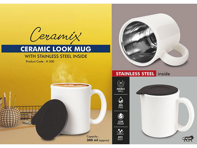 H300 – Ceramix: Ceramic Look Mug With Stainless Steel Inside