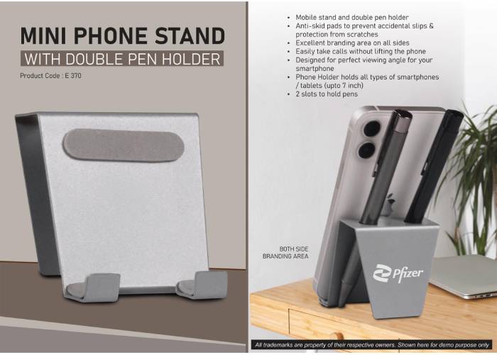 E370 – Mini phone stand with double pen holder