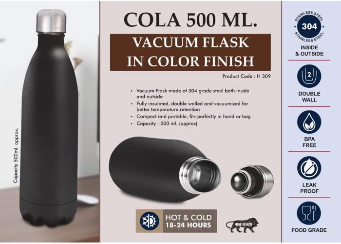 H309 – Cola 500 Ml Vacuum Flask In Color Finish