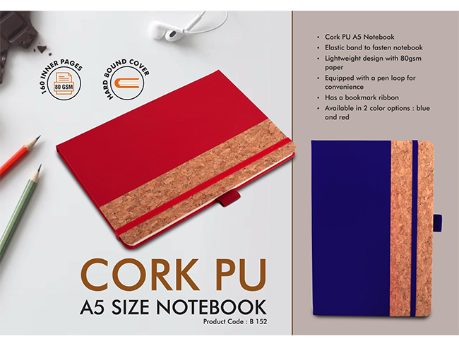 B152 – PU Cork Notebook With Elastic Fastener