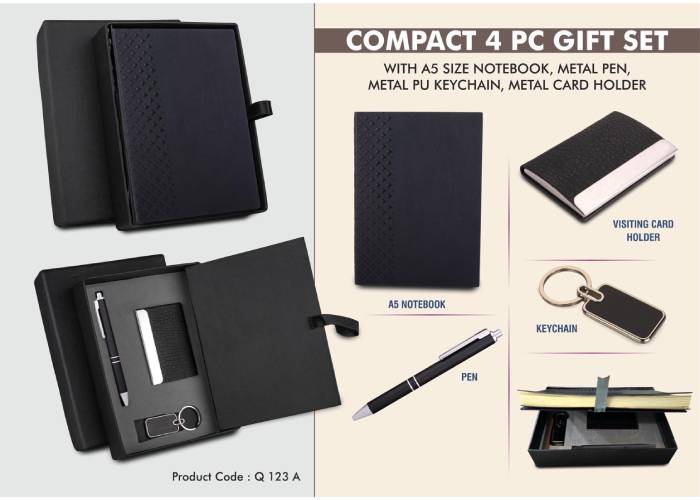 Q123a – Compact 4 Pc Black Gift Set