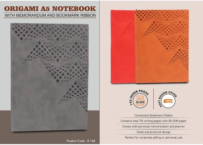 B168 – Origami A5 Notebook With Memorandum