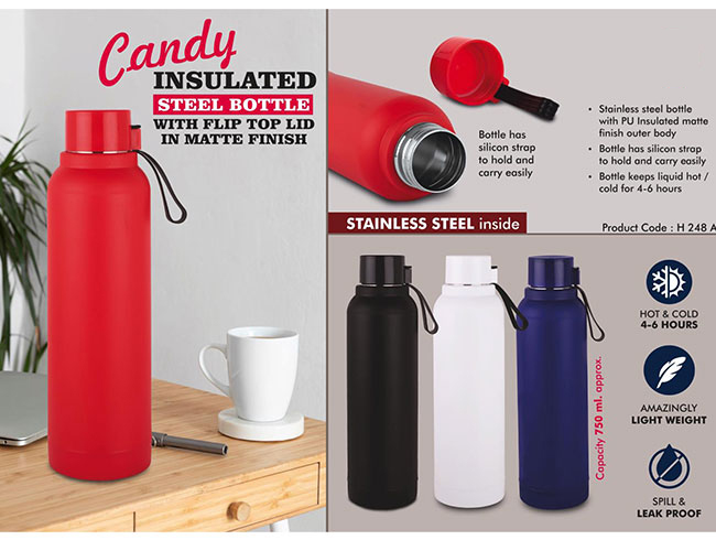 H248a – Candy: Insulated Steel Bottle In Matte Finish