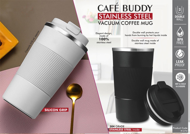 H274 – Cafe Buddy: Stainless Steel Vacuum Coffee Mug