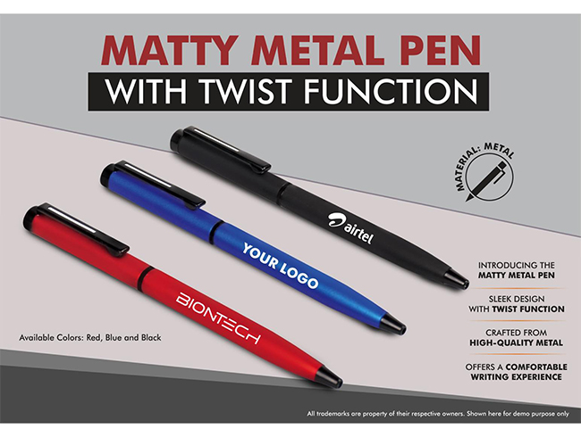 L172 – Matty Metal Pen With Twist Function