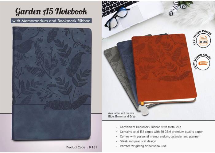 B181 – Garden A5 Notebook with Memorandum