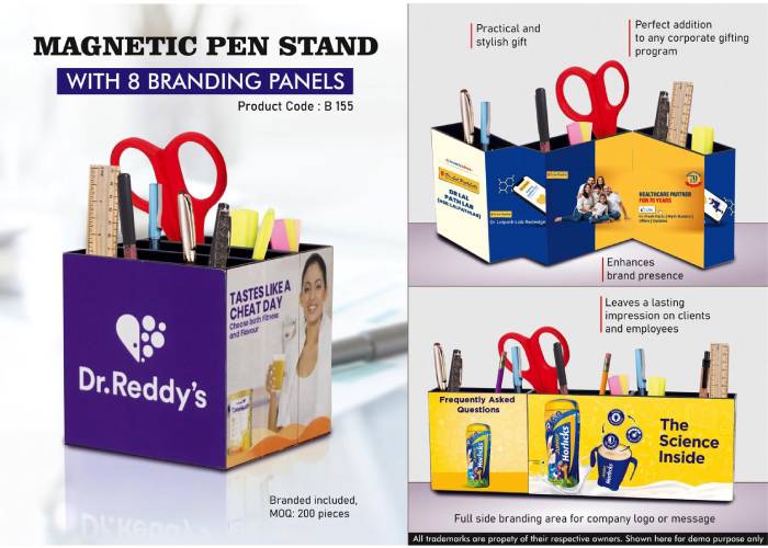 B155 – Magnetic Pen Stand With Full Side Branding Area