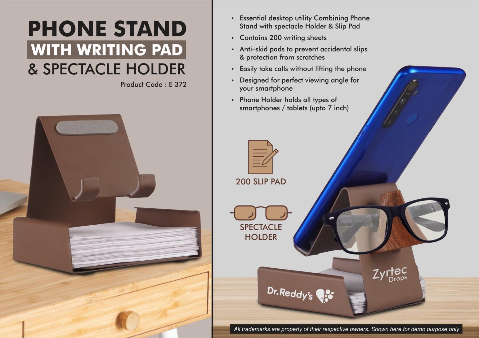 E372 – Phone stand with Writing pad